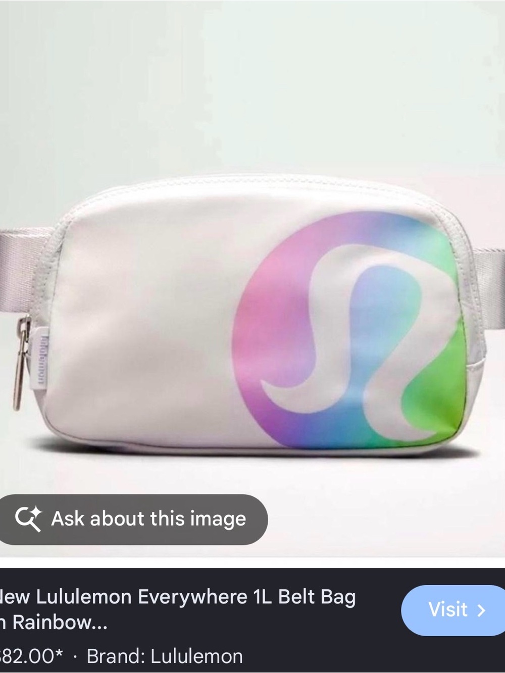 lululemon athletica Light Gray Crossbody Waist Bag with Iridescent Pastel Logo
